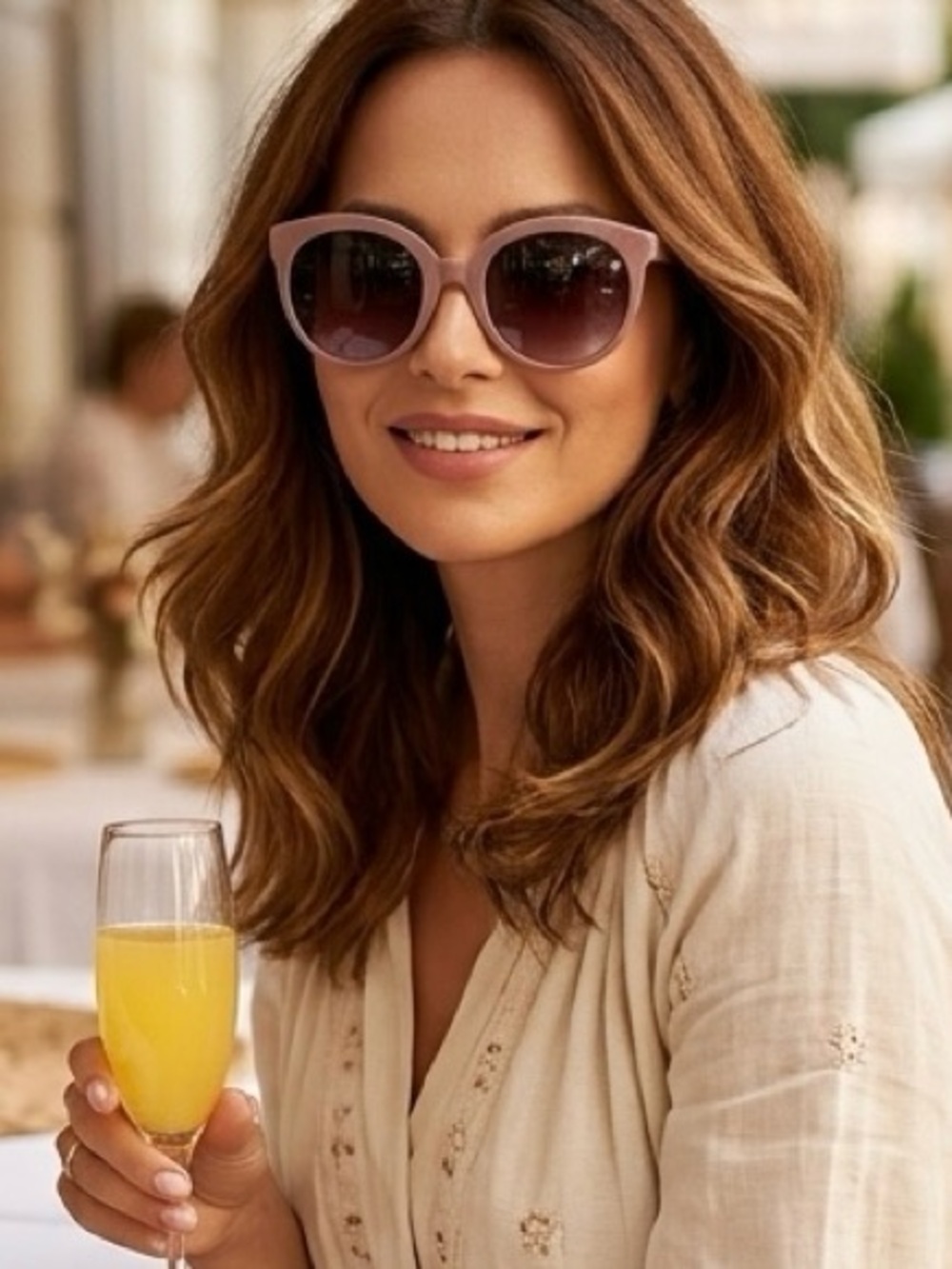 Stylish Pink Round Cat Eye Sunglasses Modern Boho Chic Eyewear